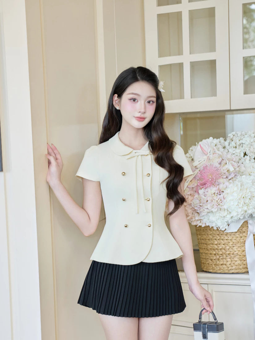 Áo thiết kế cổ sen hai hàng cúc, áo đi làm, áo xinh đi chơi, áo kiểu xinh SP036434