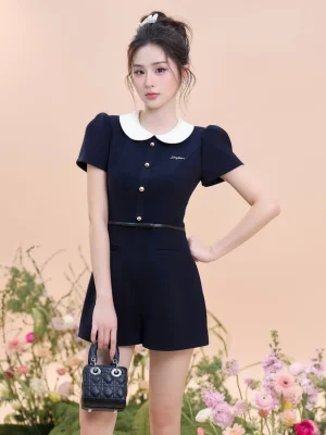 JUMP cổ sen nơ eo nữ tiểu thư thanh lịch đi làm, đi chơi, dạo phố dáng xinh (SET)