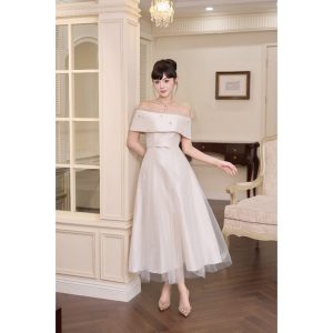 Váy TK tafta dài phủ lưới -VD05-T8-25