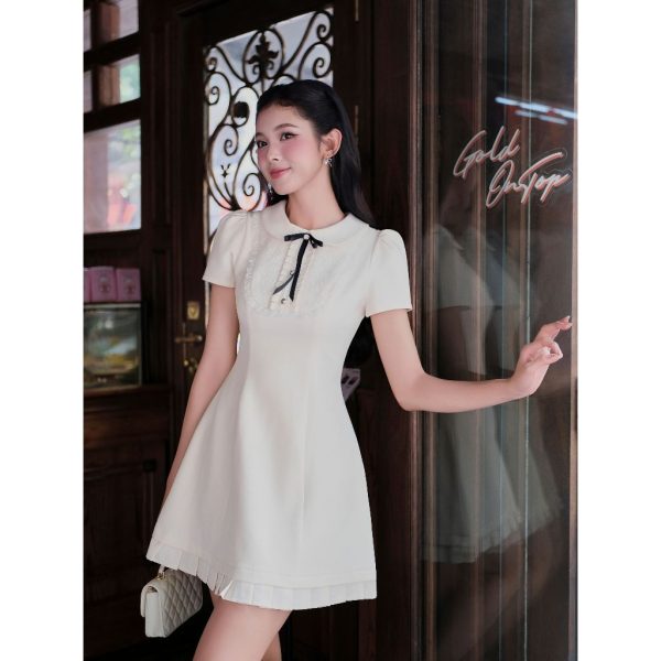 Váy TK phối ren nơ ngực-VN19-T7-25