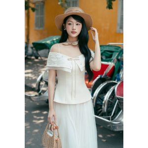 Áo TK 2s đáp ngực đính nơ-AO04-T1-26