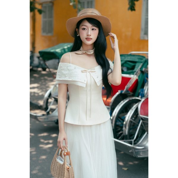 Áo TK 2s đáp ngực đính nơ-AO04-T1-26