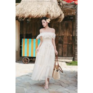 Váy TK trễ vai bèo nhún tầng-VD02-T3-26