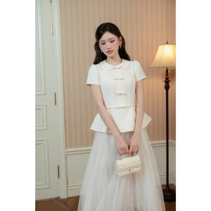 Áo TK cổ sen 4 nơ-AO16-T4-26