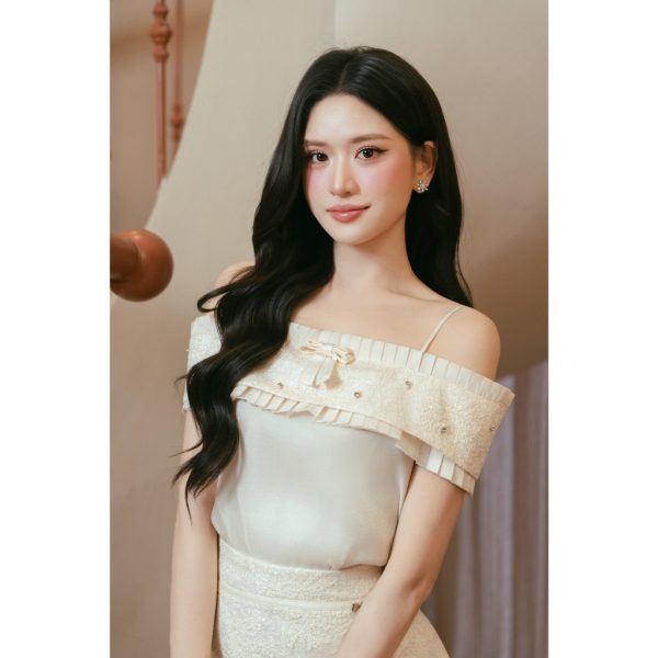 Áo TK 2s dập ly nơ ngực-AO09-T6-26