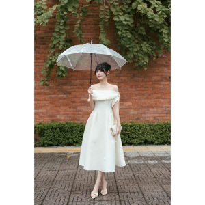 Váy TK tafta dải hoa dài-VD06-T12-25