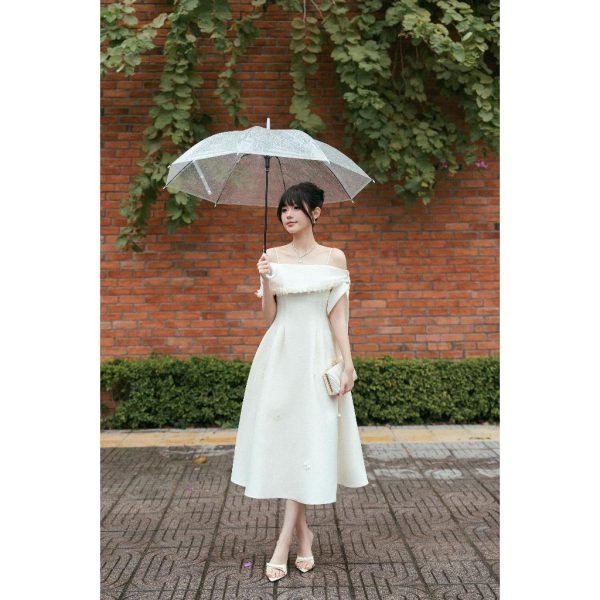 Váy TK tafta dải hoa dài-VD06-T12-25