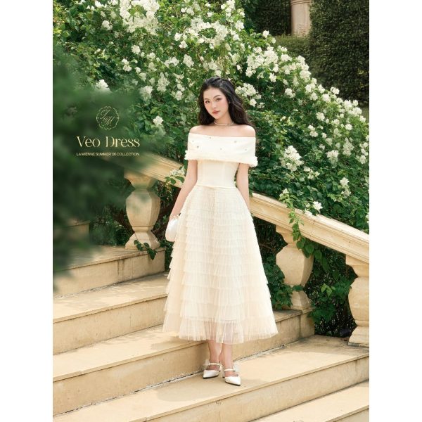 Váy TK Tafta chân lưới tầng-VD07-T12-25