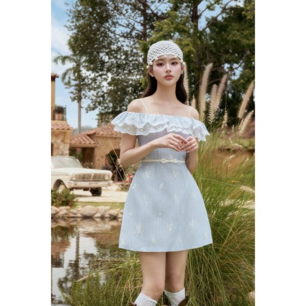 Váy TK trễ vai kẻ phối zen-VN20-T3-26