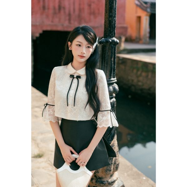 Áo TK cổ sen zen nơ-AO07-T2-26