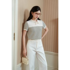 Áo TK phối kẻ nơ cổ-AO12-T4-26