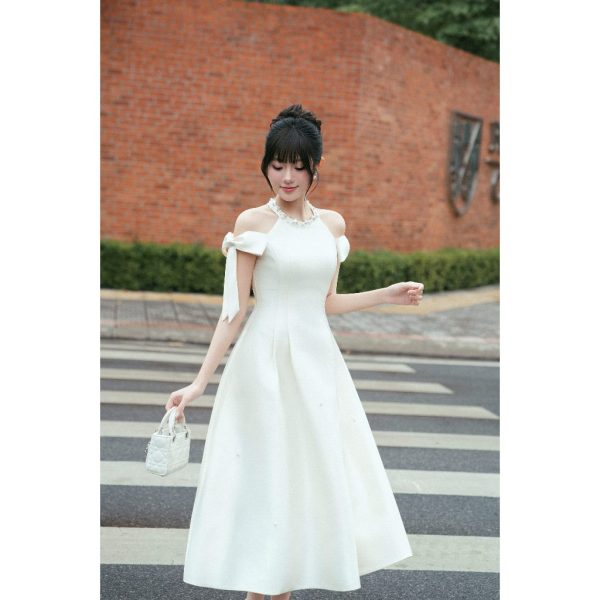 Váy TK tafta cổ yếm dáng dài-VD08-T12-25