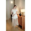Váy TK lụa lệch vai chân tơ mềm-VD22-T6-26